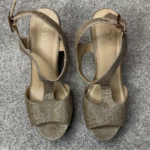 Brash Women’s Gold Platform Wedge Heel Sandals Shoes, Size 8 - Picture 2 of 11